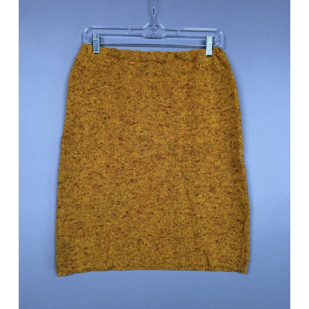 Vintage Wool Skirt Womens Small Yellow Mini Pencil Tweed Cobain Retro 70s 80s